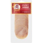 Рулет куриный копчено-вареный ДРУЖЕ, нарезка, 150г