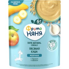 Каша овсяная ФРУТОНЯНЯ молочная, с яблоком и бананом, с 6 месяцев, 200г в магазинах Лента