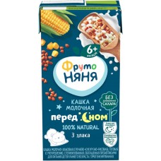 Кашка злаковая ФРУТОНЯНЯ молочная, гречка, кукуруза и рис с пребиотиками, с 6 месяцев, 200мл в магазинах Лента