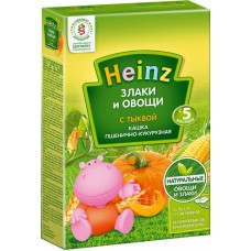 Каша пшенично-кукурузная HEINZ Злаки и овощи, безмолочная с тыквой, с 5 месяцев, 200г в магазинах Лента