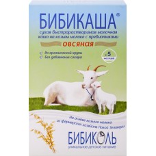 Каша овсяная БИБИКАША молочная, на козьем молоке с пребиотикамие, с 5 месяцев, 200г в магазинах Лента