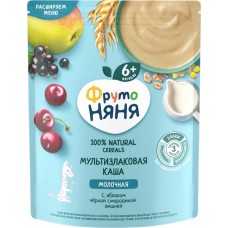 Каша мультизлаковая ФРУТОНЯНЯ молочная, с яблоком, вишней и черной смородиной, с 6 месяцев, 200г в магазинах Лента