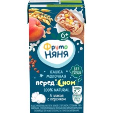 Кашка мультизлаковая ФРУТОНЯНЯ молочная, с персиком и пребиотиками, с 6 месяцев, 200мл в магазинах Лента