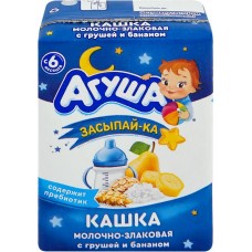 Кашка злаковая АГУША Засыпай-ка молочная 2,7%, с грушей и бананом, с 6 месяцев, 200мл в магазинах Лента