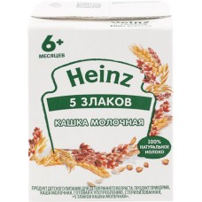 Кашка многозерновая HEINZ 5 злаков молочная, с Омега-3, с 6 месяцев, 200мл в магазинах Лента