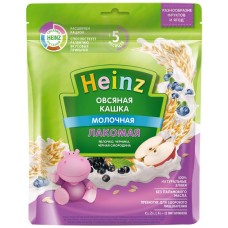 Каша овсяная HEINZ Лакомая, молочная с яблоком, черникой и черной смородиной, с 5 месяцев, 170г в магазинах Лента