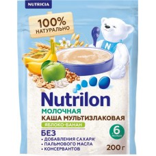 Каша мультизлаковая NUTRILON молочная с яблоком и бананом, с 6 месяцев, 200г в магазинах Лента