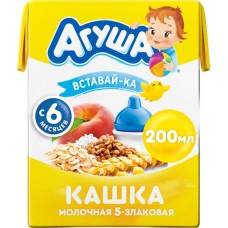 Кашка мультизлаковая АГУША Вставай-ка молочная, с персиком, с 6 месяцев, 200мл в магазинах Лента
