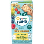 Кашка овсяная ФРУТОНЯНЯ безмолочная с яблоком, земляникой, малиной и черникой, с 6 месяцев, 200мл Кашка овсяная ФРУТОНЯНЯ безмолочная с яблоком, земляникой, малиной и черникой, с 6 месяцев, 200мл