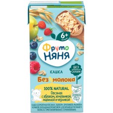 Кашка овсяная ФРУТОНЯНЯ безмолочная с яблоком, земляникой, малиной и черникой, с 6 месяцев, 200мл в магазинах Лента