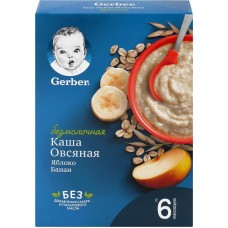 Каша овсяная GERBER безмолочная, с бананом и яблоком, с 6 месяцев, 180г в магазинах Лента