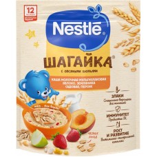 Каша мультизлаковая NESTLE Шагайка молочная, с яблоком, садовой земляникой и персиком, с 12 месяцев, 190г в магазинах Лента