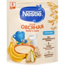 Каша овсяная NESTLE молочная, с бананом и грушей, с 6 месяцев, 200г в магазинах Лента