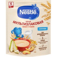 Каша мультизлаковая NESTLE молочная, с грушей и персиком, с 6 месяцев, 200г в магазинах Лента