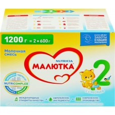 Смесь молочная МАЛЮТКА 2, с 6 месяцев, 2х600г в магазинах Лента