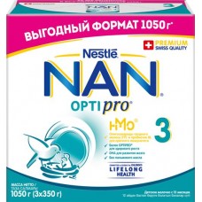 Молочко NAN 3 Optipro, с 12 месяцев, 1050г в магазинах Лента