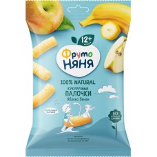 Палочки кукурузные ФРУТОНЯНЯ с яблоком и бананом, с 12 месяцев, 20г в магазинах Лента