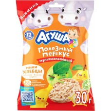 Хлебцы мультизлаковые хрустящие АГУША Полезный перекус, со вкусом яблока, банана и груши, с 12 месяцев, 30г в магазинах Лента