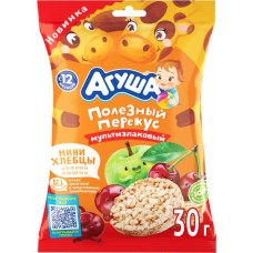 Хлебцы мультизлаковые хрустящие АГУША Полезный перекус, со вкусом яблока и вишни, с 12 месяцев, 30г в магазинах Лента