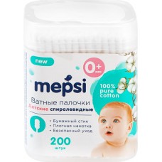 Палочки ватные детские MEPSI спиралевидные, 200шт в магазинах Лента