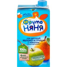 Сок ФРУТОНЯНЯ Яблоко, груша с мякотью без сахара, с 3 лет, 500мл в магазинах Лента
