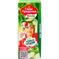 Сок САДЫ ПРИДОНЬЯ Яблоко прямого отжима, с 4 месяцев, 200мл в магазинах Лента