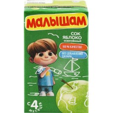 Сок МАЛЫШАМ Яблоко осветленное без сахара, с 4 месяцев, 125мл в магазинах Лента