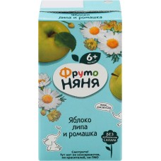 Напиток ФРУТОНЯНЯ Яблоко, липа, ромашка неосветленный, с 6 месяцев, 200мл в магазинах Лента
