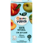 Сок ФРУТОНЯНЯ Яблоко, персик неосветленный, с 5 месяцев, 200мл