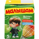 Нектар МАЛЫШАМ Яблоко-груша неосветленный, с 5 месяцев, 200мл Нектар МАЛЫШАМ Яблоко-груша неосветленный, с 5 месяцев, 200мл