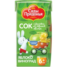 Сок САДЫ ПРИДОНЬЯ Яблоко, виноград, с 6 месяцев, 125мл в магазинах Лента