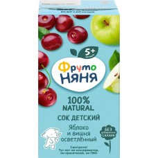 Сок ФРУТОНЯНЯ Яблоко-вишня, с 5 месяцев, 200мл в магазинах Лента