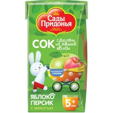 Сок САДЫ ПРИДОНЬЯ Яблоко, персик, с 5 месяцев, 125мл в магазинах Лента