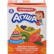 Сок фруктово-ягодный АГУША Яблоко, банан, клубника, арония и киви, с 8 месяцев, 200мл в магазинах Лента