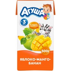 Сок фруктовый АГУША Яблоко, манго и банан с мякотью, с 3 лет, 500мл в магазинах Лента