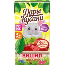 Сок фруктово-ягодный ДАРЫ КУБАНИ Яблоко и вишня, с 5 месяцев, 125мл в магазинах Лента