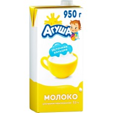 Молоко ультрапастеризованное для питания детей АГУША 3,2% старше 3-х лет, без змж, 950г в магазинах Лента
