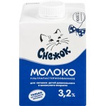 Молоко ультрапастеризованное СНЕЖОК для питания детей школьного и дошкольного возраста 3,2%, без змж, 500мл