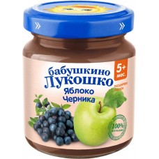 Пюре фруктово-ягодное БАБУШКИНО ЛУКОШКО Яблоко-черника, с 5 месяцев, 100г в магазинах Лента