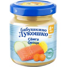 Пюре рыбно-овощное БАБУШКИНО ЛУКОШКО Рагу овощное с семгой, с 8 месяцев, 100г в магазинах Лента
