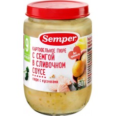 Пюре рыбно-овощное SEMPER Картофельное пюре с семгой в сливочном соусе, с 12 месяцев, 190г в магазинах Лента