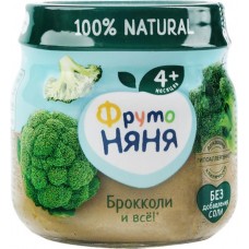 Пюре овощное ФРУТОНЯНЯ Брокколи, с 4 месяцев, 80г в магазинах Лента