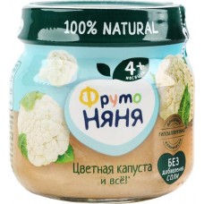 Пюре овощное ФРУТОНЯНЯ Цветная капуста, с 4 месяцев, 80г в магазинах Лента
