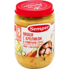 Пюре мясо-овощное SEMPER Овощи с кроликом в сливочном соусе, с 8 месяцев, 190г в магазинах Лента
