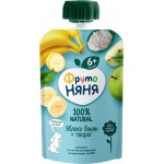 Пюре фруктово-творожное ФРУТОНЯНЯ Яблоко, банан, творог, с 6 месяцев, 90г Пюре фруктово-творожное ФРУТОНЯНЯ Яблоко, банан, творог, с 6 месяцев, 90г