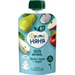 Пюре фруктово-творожное ФРУТОНЯНЯ Яблоко, груша, творог, с 6 месяцев, 90г Пюре фруктово-творожное ФРУТОНЯНЯ Яблоко, груша, творог, с 6 месяцев, 90г