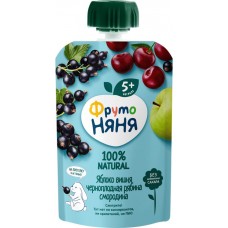 Десерт ФРУТОНЯНЯ из яблок, вишни, черноплодной рябины и черной смородины, с сахаром, с 5 месяцев,90г в магазинах Лента