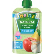 Пюре фруктовое HEINZ Natural Яблоко, груша со сливками, с 6 месяцев, 90г в магазинах Лента