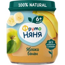 Пюре фруктовое ФРУТОНЯНЯ Яблоко и банан, с 6 месяцев, 100г в магазинах Лента