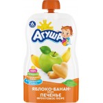 Пюре фруктовое АГУША Яблоко, банан, печенье, с 6 месяцев, 90г Пюре фруктовое АГУША Яблоко, банан, печенье, с 6 месяцев, 90г